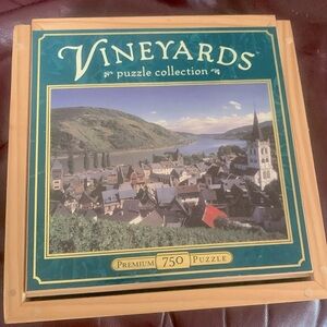 Hasbro Vineyard Premium Puzzle in Wooden Box w/Sliding Cover ~ Puzzle Unopened